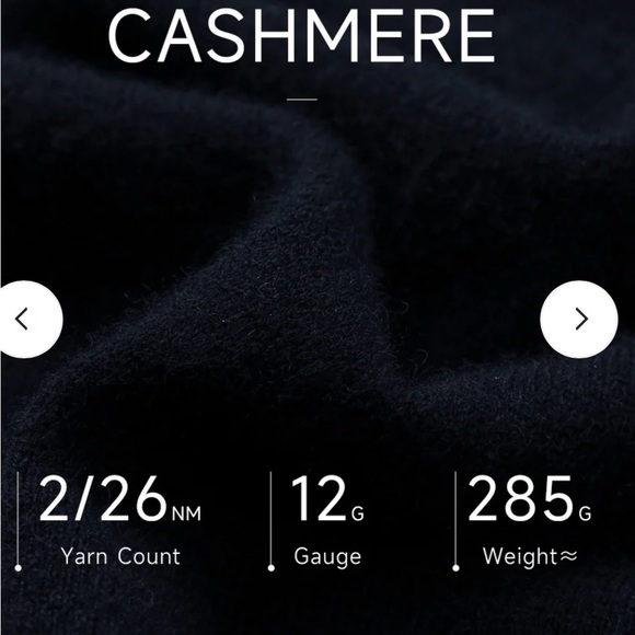 Chic 100% Cashmere Black V-Neck Sweater with White Trim - Picture 5 of 8